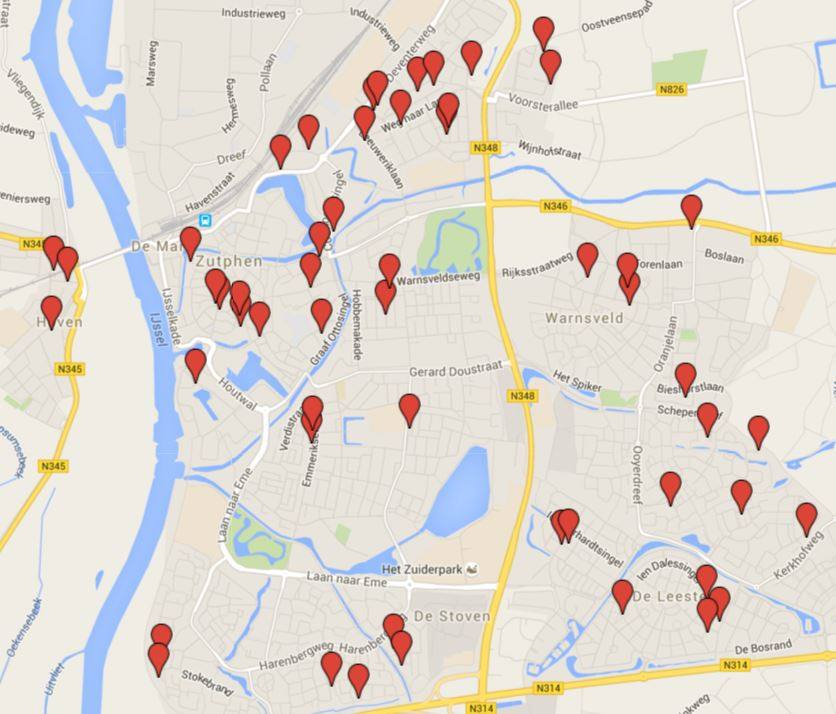 De 54 locaties Gluren bij de Buren Zutphen 24012016