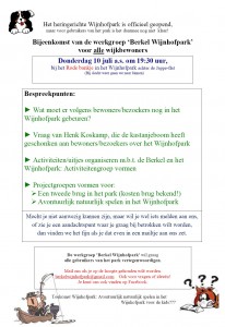 Flyer Werkgroep Berkel Wijnhofpark 10 juli 2014