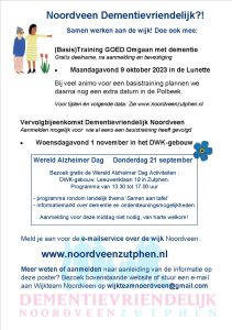 Trainingen ‘GOED omgaan met dementie’ voor inwoners/vrijwilligers van Noordveen